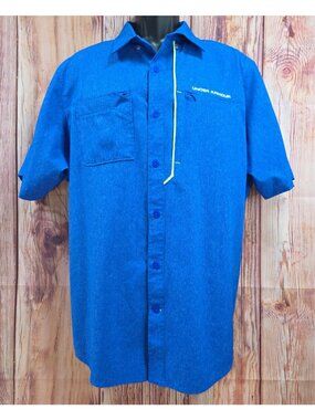 Under Armour Mens HeatGear Loose Fit Button-Up Shirt XL Blue Short Sleeve